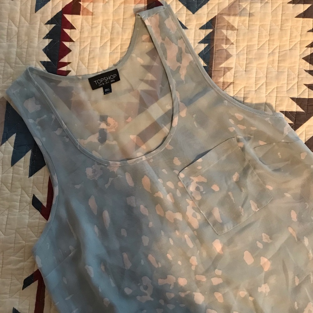 Topshop Light Blue Sheer Sleeveless Blouse
